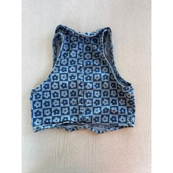 Divided H&M Floral Denim Crop Top Baddie Cottagecore Streetwear Trashy Y2K (B1) - Picture 5 of 5